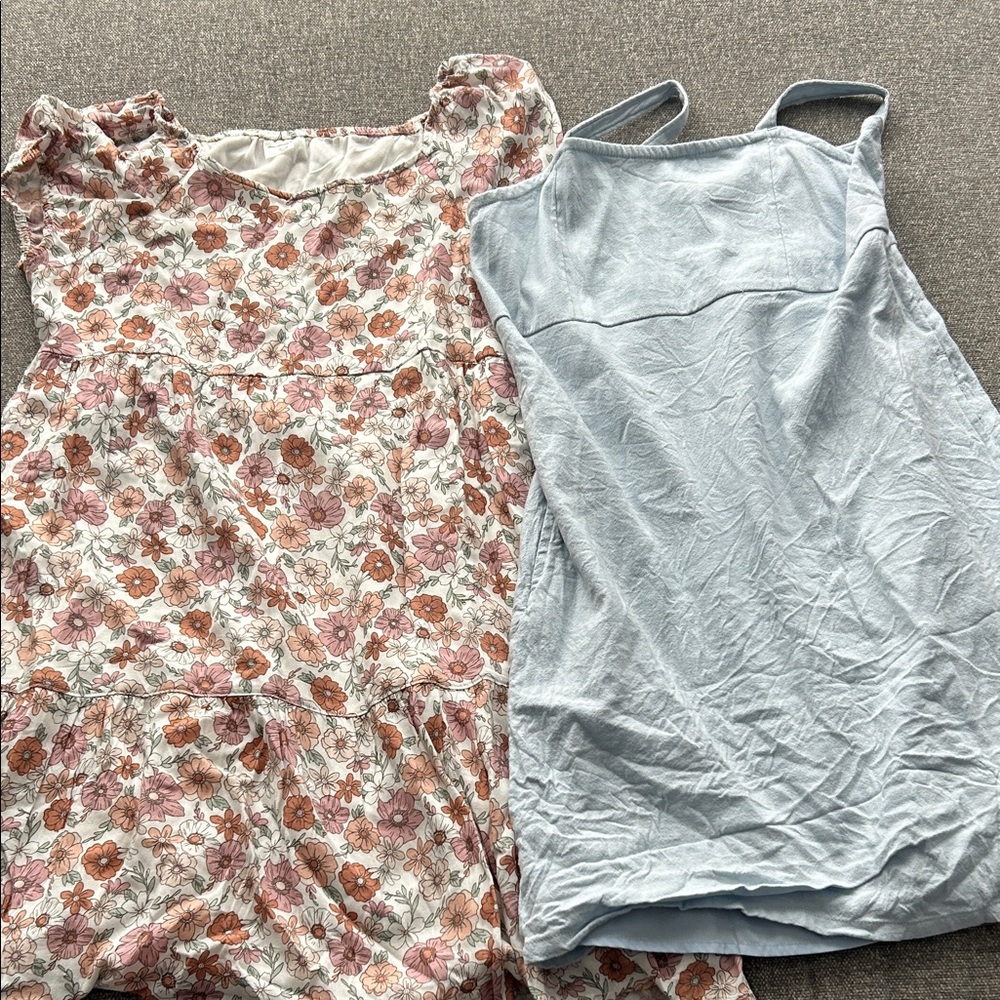 Floral and Light Blue Kids Dresses